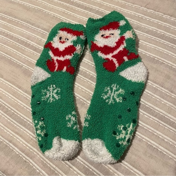 Unbranded Santa Claus Snowflake Stretchy Fuzzy Christmas Socks - Picture 5 of 5
